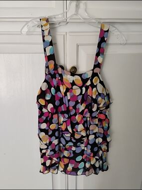 Odille Black Multicolor Polka Dot Silk Top